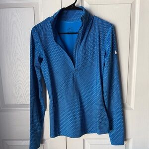 Nike Women's Blue Patterned Long Sleeve Quarter zip running Top